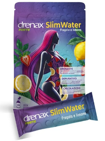 Drenax Forte Slim Water Fragola e Limone Integratore Drenante 24 Bustine